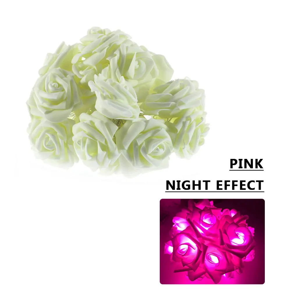 Pink Rose Led 2 Meter Home& Garden Wedding Romantic Lighting Chains 20LED with Battery Curtains String Lights Outdoor Party Light - Испускаемый цвет: Pink