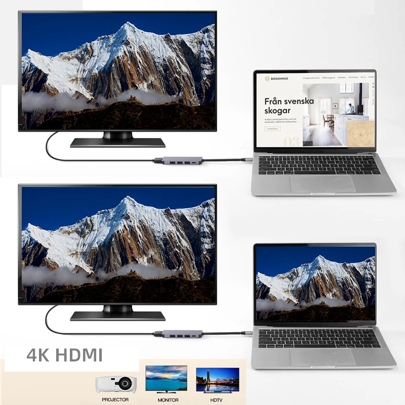 Typt-C type C концентратор USB C USB3.1 концентратор с HDMI 5 в 1 комбинированный концентратор с 2 USB3.0 портами SD TF кардридер USB адаптер