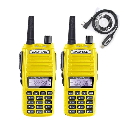 2 шт./лот BaoFeng UV-82 рация 136-174 МГц и 400-520 МГц двухстороннее радио UV82 FM приемопередатчик - Цвет: Yellow-2pcs-USB