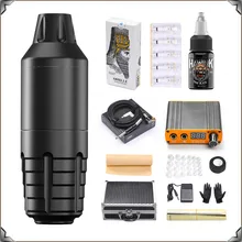 Татуировки машины пистолет черные чернила Электропитание татуировки ручки педаль иглы практика кожи перчатки передачи бумаги Полный комплект татуировки