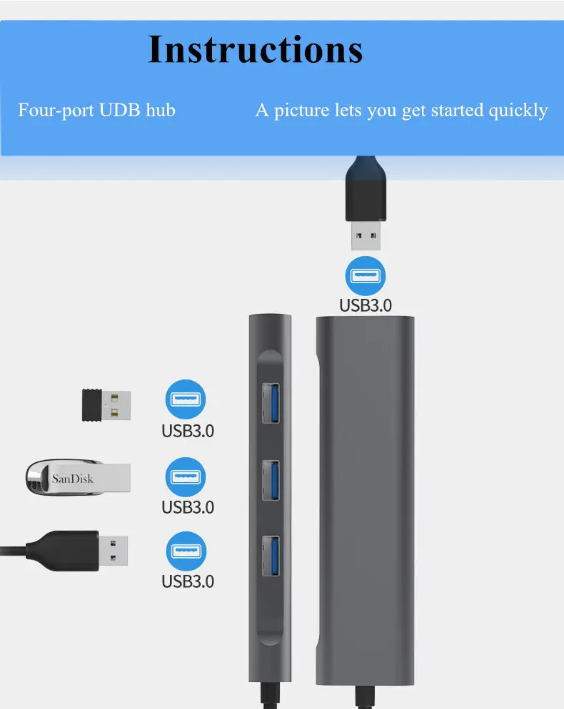 USB 3.0 Multi-Hub USB Splitter 3 USB3.0 Fast Transfer Port for Huawei P20 mate 10 Xiaomi MacBook Pro Computer USB HUB Accessorie