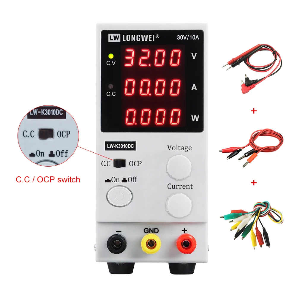LW-K3010DC DC Power Supply 30V 10A Adjustable Constant Current Overcurrent Protection 4 Digit Display Laboratory Power Supply