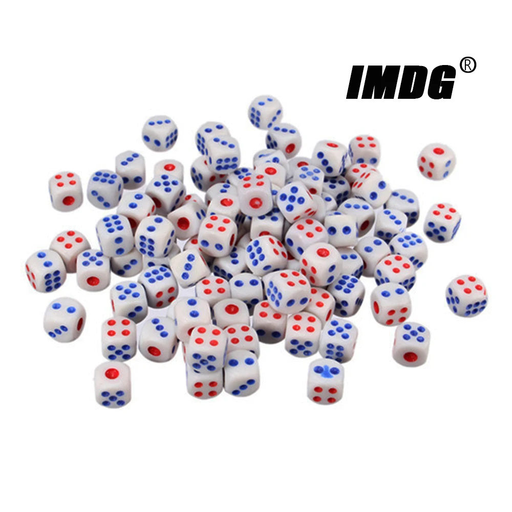 

100pcs/pack Acrylic Dice 10mm High Quality Boutique Game White Round Corner Props Dice