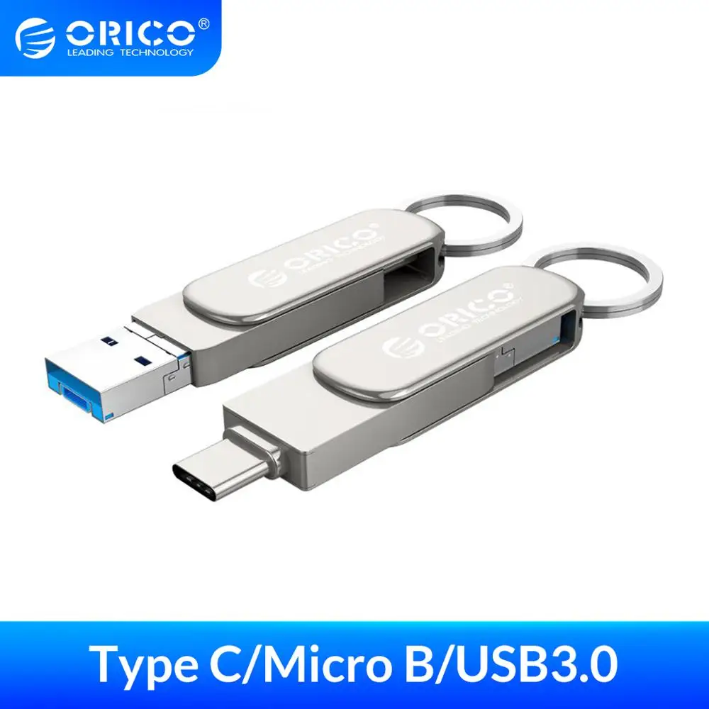 USB флеш накопитель ORICO 3 в 1 64 ГБ 32 u диск с функцией OTG интерфейс Type C Micro B 0 для