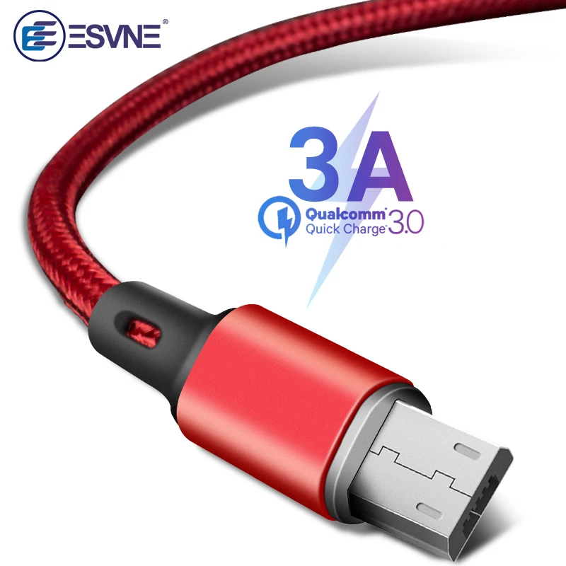 

ESVNE 1m 2m 3A Nylon Micro Usb Cable Fast Charging Data Cable For Samsung Huawei Xiaomi LG Andriod Microusb Mobile Phone Cables