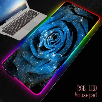 

MRGBEST Blue Rose Flower Gaming Mouse Pad Large RGB Computer Mause Pad Gamer Keyboard Mause Carpet Desk Mat PC Game Mouse Pad