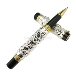 Jinhao – stylo à bille lourd Dragon et phénix, Vintage, sculpture, gaufrage, noir argent, garniture dorée, papeterie professionnelle de bureau 