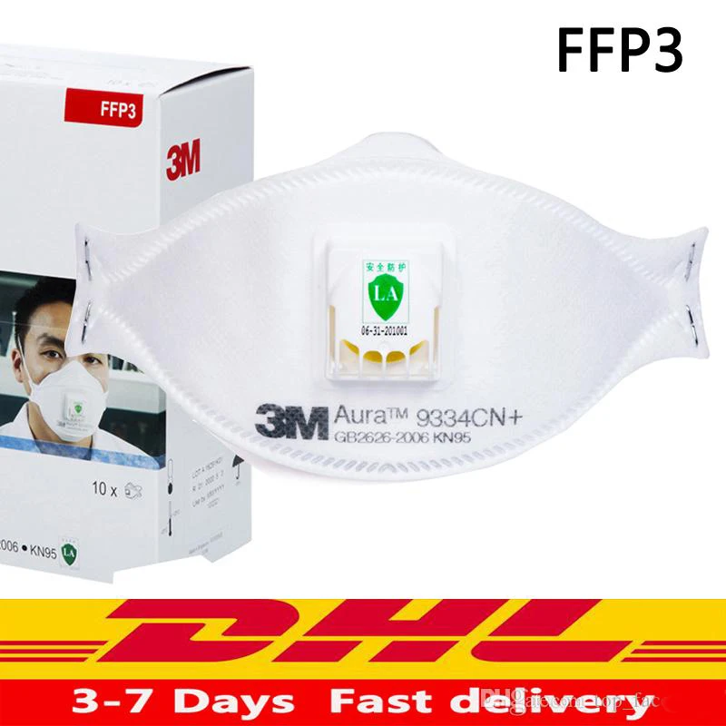 

10pcs 3M FFP3 9334 Dust Safety Mask Anti-PM2.5 Filter Oily Non-oily Particulates Aura Respirator Protective face Masks FFP3 free