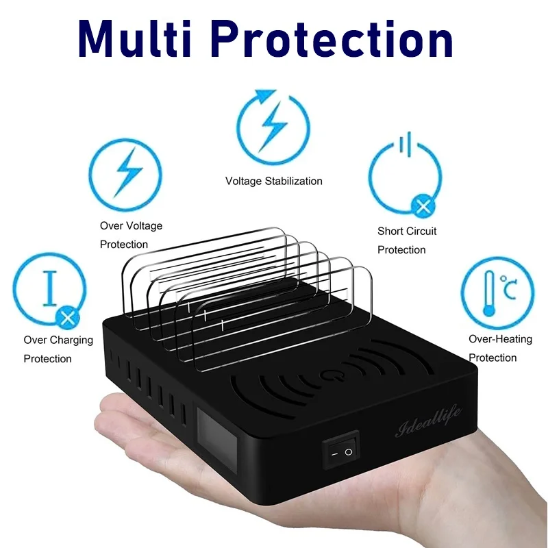 Universal QI Wireless Charger USB Fast Charger LCD