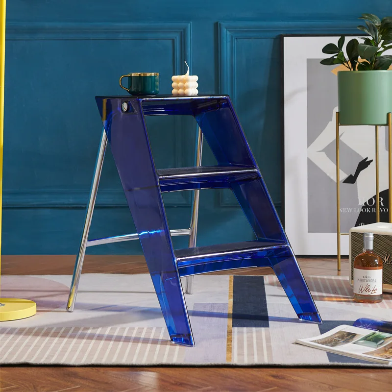 JOYLOVE Japanese Household Ladder Transparent Acrylic Portable Telescopic Folding Ladder Storage Three-step Pedal Plastic Ladder JOYLOVE Japanese Household Ladder Transparent Acrylic Portable Telescopic Folding Ladder Storage Three-step Pedal Plastic Ladder