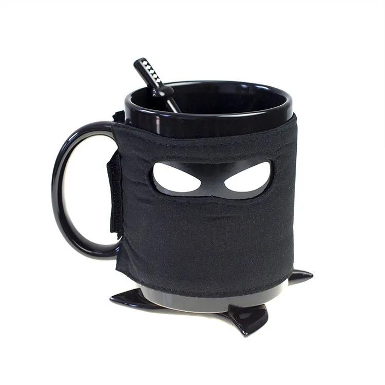 Creative Ninja Mug Black Mask Ceramic Cup With Spoon Sword Coffee Milk Tea Mugs | Дом и сад