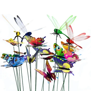 

Botique-Artificial Dragonfly & Butterfly Plant Stakes Stems Decorations,Colorful Garden Ornaments for Yard,Flower,Plant Pot 60Pc