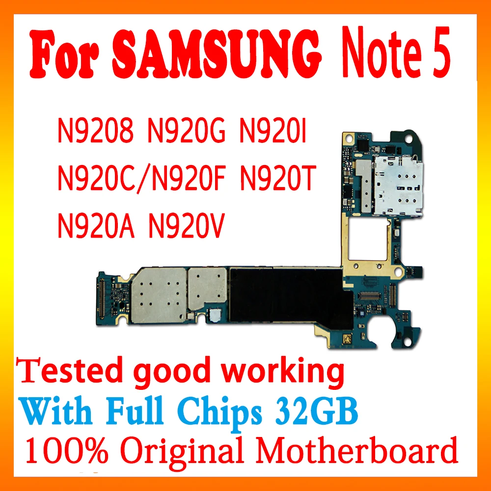 100% Оригинал разблокирован для Samsung Galaxy Note 5 N9208 N920G N920I N920C N920T N920V материнская плата