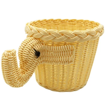 

Rattan Woven Animal Elephant Storage Basket Hand-Woven Fruit Basket