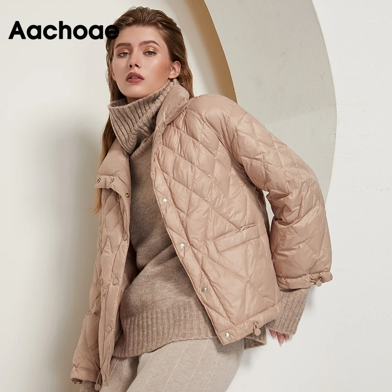 Aachoae Women Winter Solid Puffer Jacket With