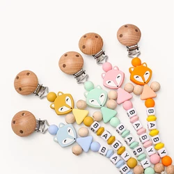 Cadena con Clip para chupete de bebé, soporte personalizado con nombre para chupete para pezones, cuentas de dentición de silicona, regalo de cumpleaños para Baby Shower