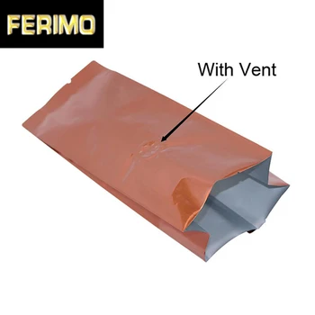 

200Pcs/Lot Heat Vacuum Seal Packaging Pouches for Coffee Beans Storage Coffee Open Top Pure Aluminum Foil Side Gusset Bag