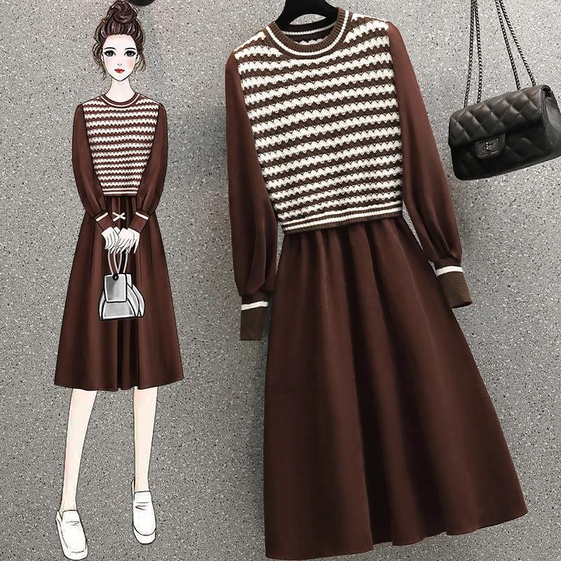 

bigger sizes in the women's new winter long joker temperament show thin knitting together dress minus age long