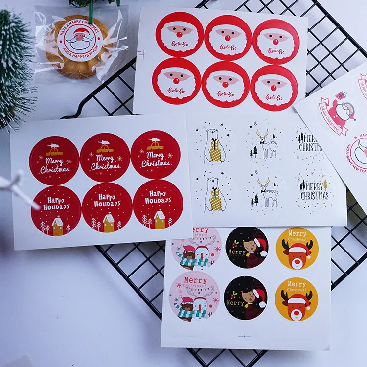 Новые 60 шт Круглые рождественские Санта Клаус Олень 5 дизайн упаковки уплотнительные этикетки из крафтовой бумаги наклейки для выпечки Подарочные наклейки «сделай сам»