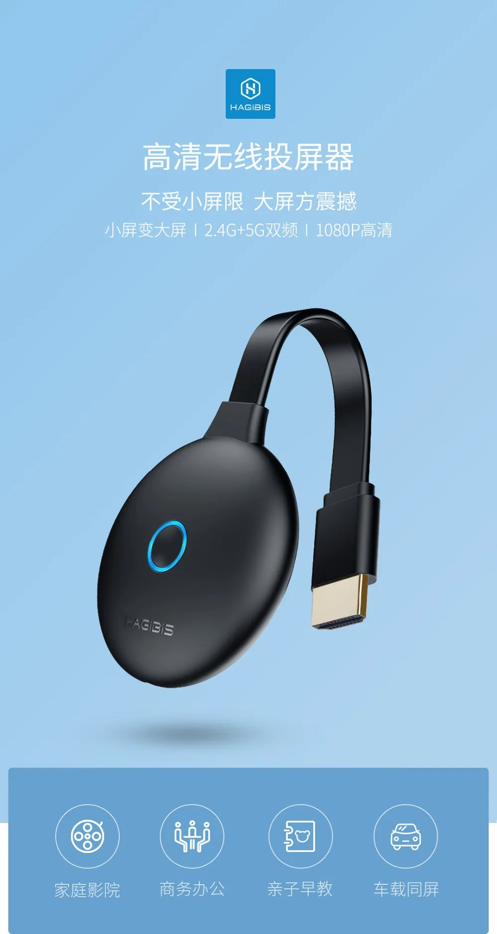 Xiaomi Mijia Hagibis беспроводной 2,4G+ 5G 2,4 GHZ Мобильный экран литой зеркальный телевизор видео WiFi HD 4K 1080P HDMI 1,4 Дисплей приемник