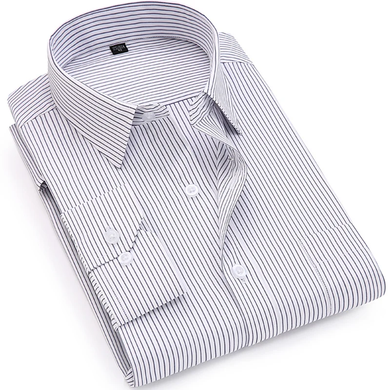 

7xl Men's Striped Shirts Plus Size Long Sleeve Large Men Office Work Dress Shirt Regular Fit With Pocket Easy Care Classical