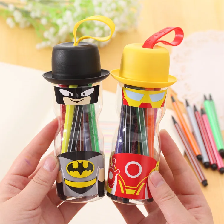 Washable Cartoon Watercolor Pen 12/24 Color Young STUDENT'S Paintbrush Set Child Drawing Kit Children Creative Prizes Sleeves