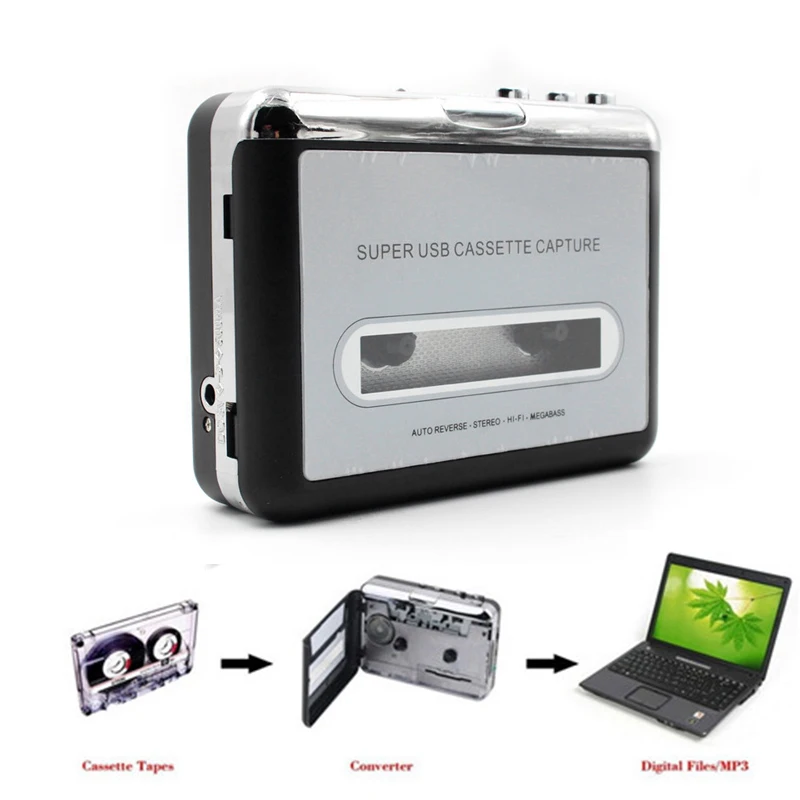 

Tape to PC Super USB Cassette-to-MP3 Capture Audio Music Player CD Converter