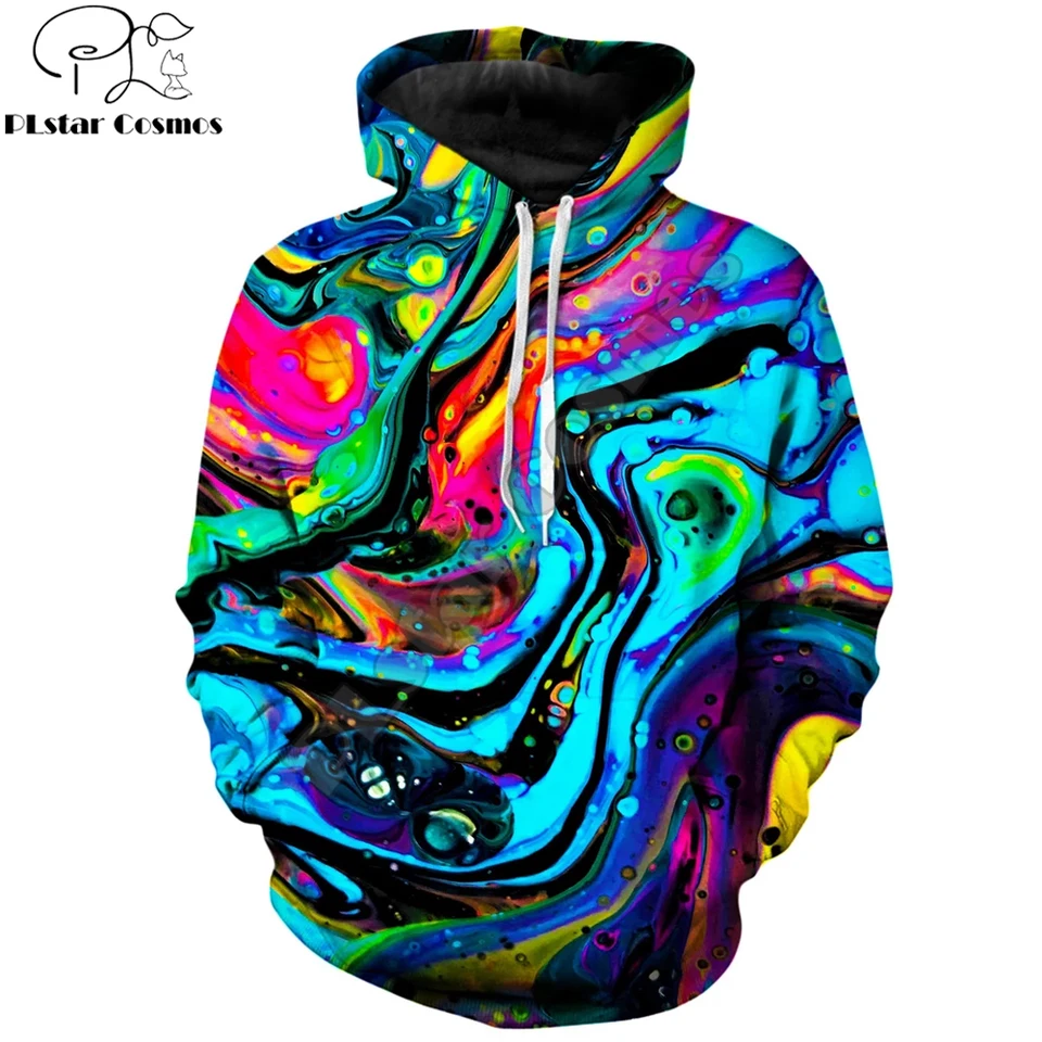 3d swirl checked print pullover hoodie