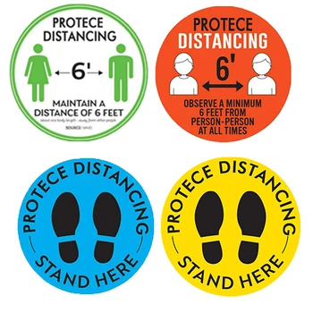 

Social Distancing Ground Sticker Mall School PROTECE DISTANCING Floor Decals Non-slip Crowd Control Guidance Floor Stickers
