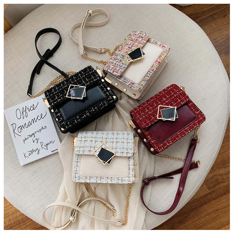Winter Fashion Woolen Woman Chain Small Luxury Handbags Women Messenger Crossbody Bags Female For Designer Flap Shoulder Bag
