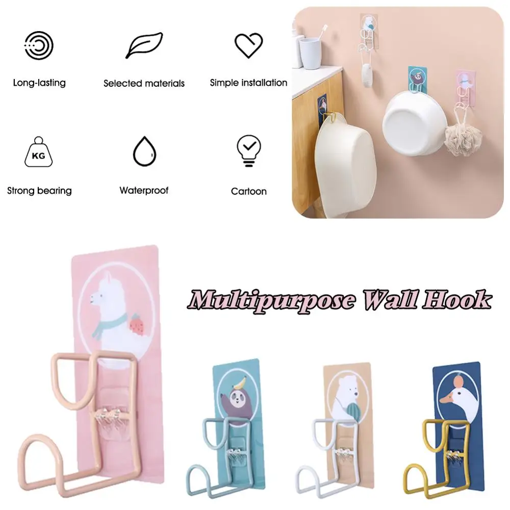 

2Pcs Cartoon Stainless Steel Washbasin Rack Free Punch Storage Rack Bathroom Kitchen Wall Hanging Towel Rack Washbasin Rack Ship