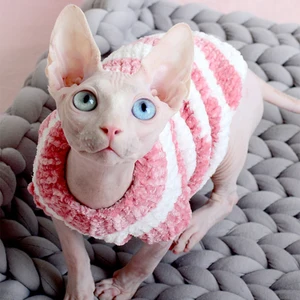 Свитер с котом без волос теплая одежда для кошек осень и зима свитер ручной работы для домашних животных Сфинкс Девон - изображение