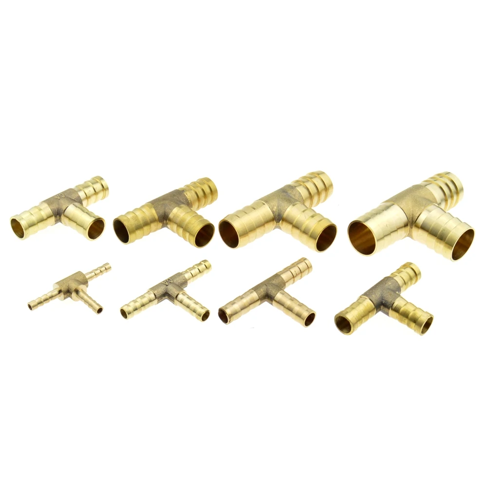 

T way T-Shape Brass Barb Pipe Hose Fitting 3 way connector For 4mm 5mm 6mm 8mm 10mm 19mm hose copper Pagoda Water Tube Fittings