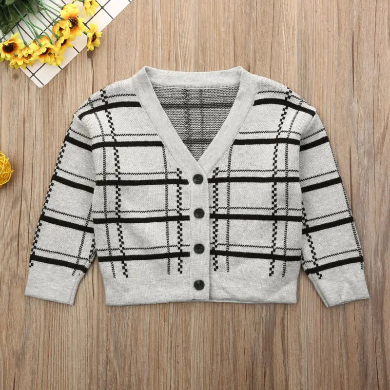 Теплый детский осенний вязаный свитер для маленьких мальчиков и девочек, пальто-кардиган, верхняя одежда с длинными рукавами на пуговицах