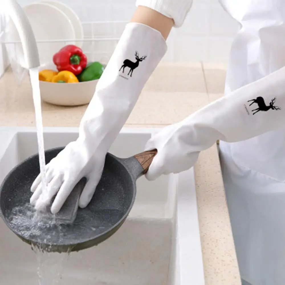 Female waterproof rubber latex dishwashing gloves kitchen durable