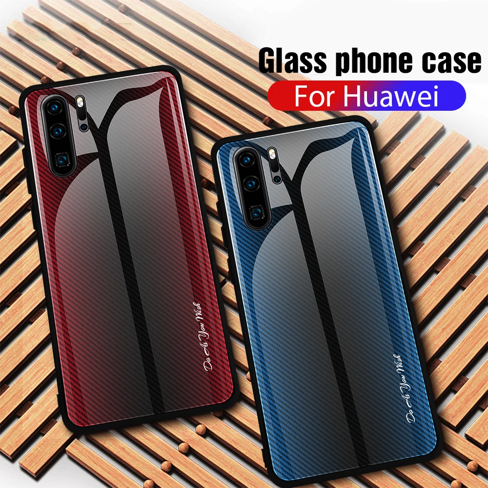 Градиентный чехол из закаленного стекла для Huawei Honor 9X 20 Pro 8X 10i 20i P Smart Plus 2019 Nova 3 5i 4