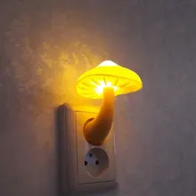 

LED Night Light Sensor Lighting EU US Plug Mushroom Wall Socket Lamp Warm White Light-control For Children Kids Living Room