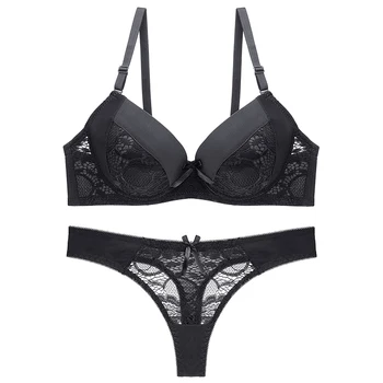 

Brassiere Set Sexy Lace Bra Sets Comfortable Underwear Set Solid Female Women Underwire Push Up Cup A B C 34 36 38 40 42 44