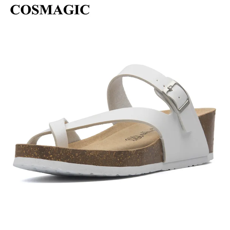 COSMAGIC/модные пробковые шлепанцы на танкетке Новинка 2020 года женские летние