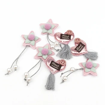 패딩 별 하트 술 아플리케 DIY 공예 용품, 바스텔 어린이 헤어 액세서리, 귀걸이 옷 바느질 장식 재료, 20 개