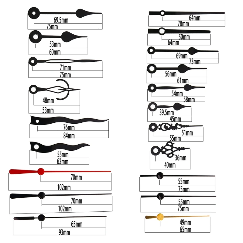 3 Pieces DIY Silent Long Shaft Quartz Clock Movement Mechanism Kit with 6 Different Pairs of Hands Repair Replacement
