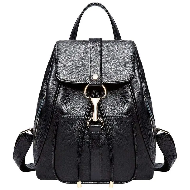 

ABDB-Leather Backpacks Purse for Women Ladies Fashion Travel Shoulder Bag (Black)