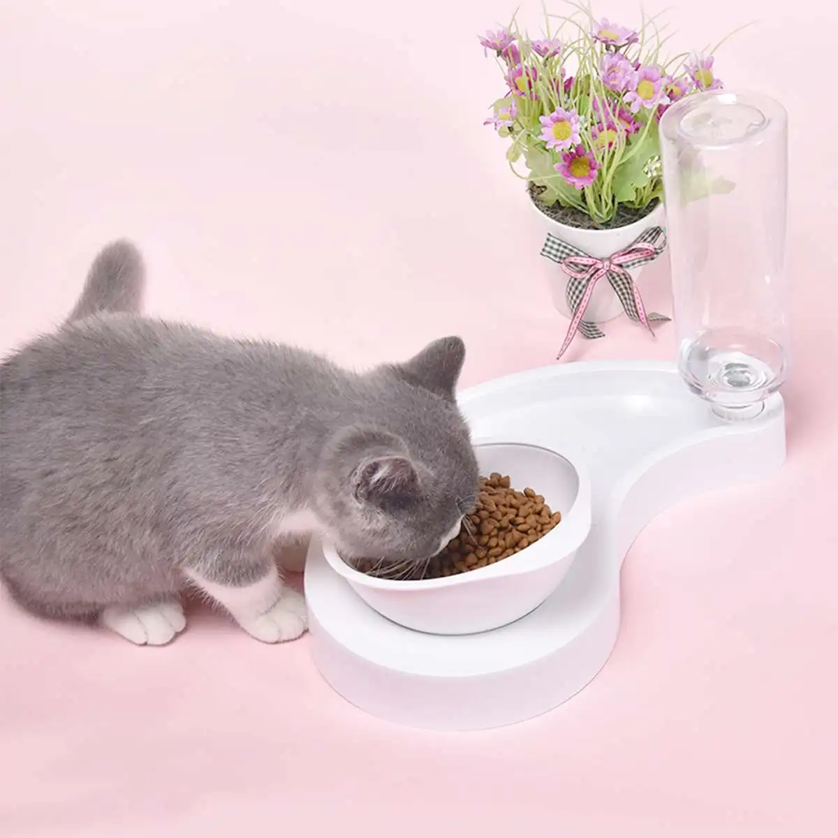 Большая миска для кошек, бутылочка для подачи воды в Поильник для собак, миска для домашних животных, миска для воды, фонтан, двойная миска, подставка для питья, миски для домашних животных