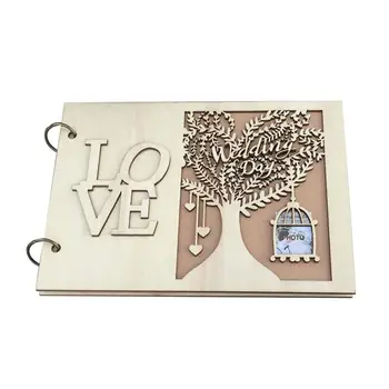 

Creative Wooden Signature Guest Books Wedding Guest Book Ornament Gift Photo Album Celebration Personalised 20page/30page Party