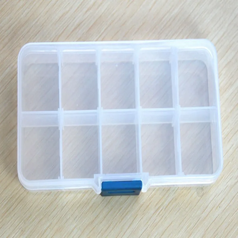 10 сеток Регулируемая прозрачная пластиковая емкость для хранения Коробка для небольших компонентов Шкатулка Контейнер для таблеток органайзер для дизайна ногтей наконечник - Цвет: A