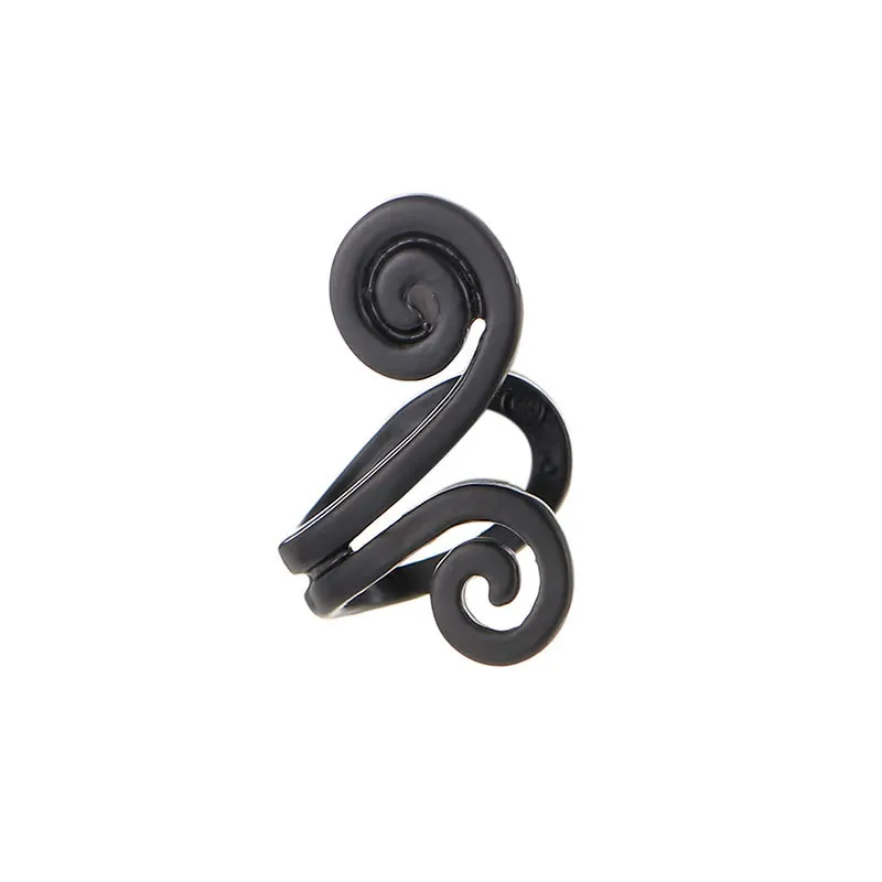 Серьги-гвоздики для женщин с серебряной волной и клипсами для ушей в богемном стиле - Окраска металла: Black-2