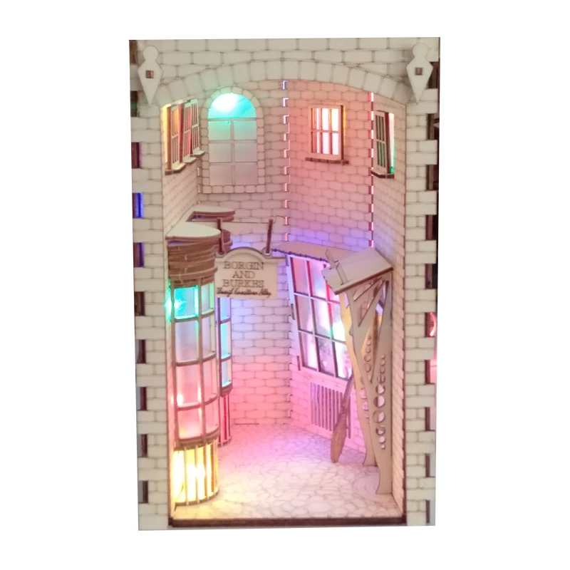 Dropshipping DIY Diagon Alley Book Nook Wooden Art Handmade Nooks Decoration Street of Horror Bookshelf Birthday Gift | Дом и сад