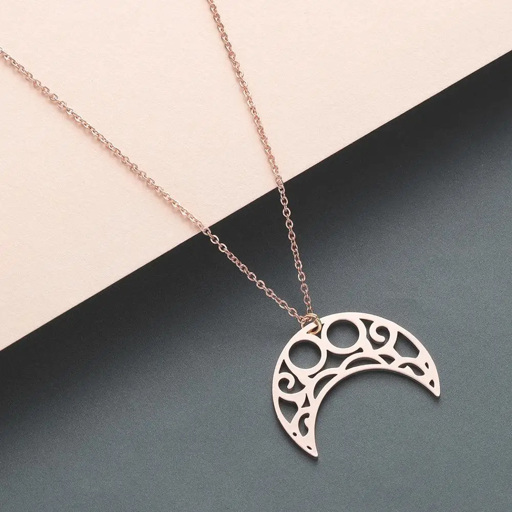 Todorova Stainless Steel Mens Necklace Night Sky Crescent Moon Star Dog Tag Pendant Necklaces for Women Islamic Muslim Jewelry