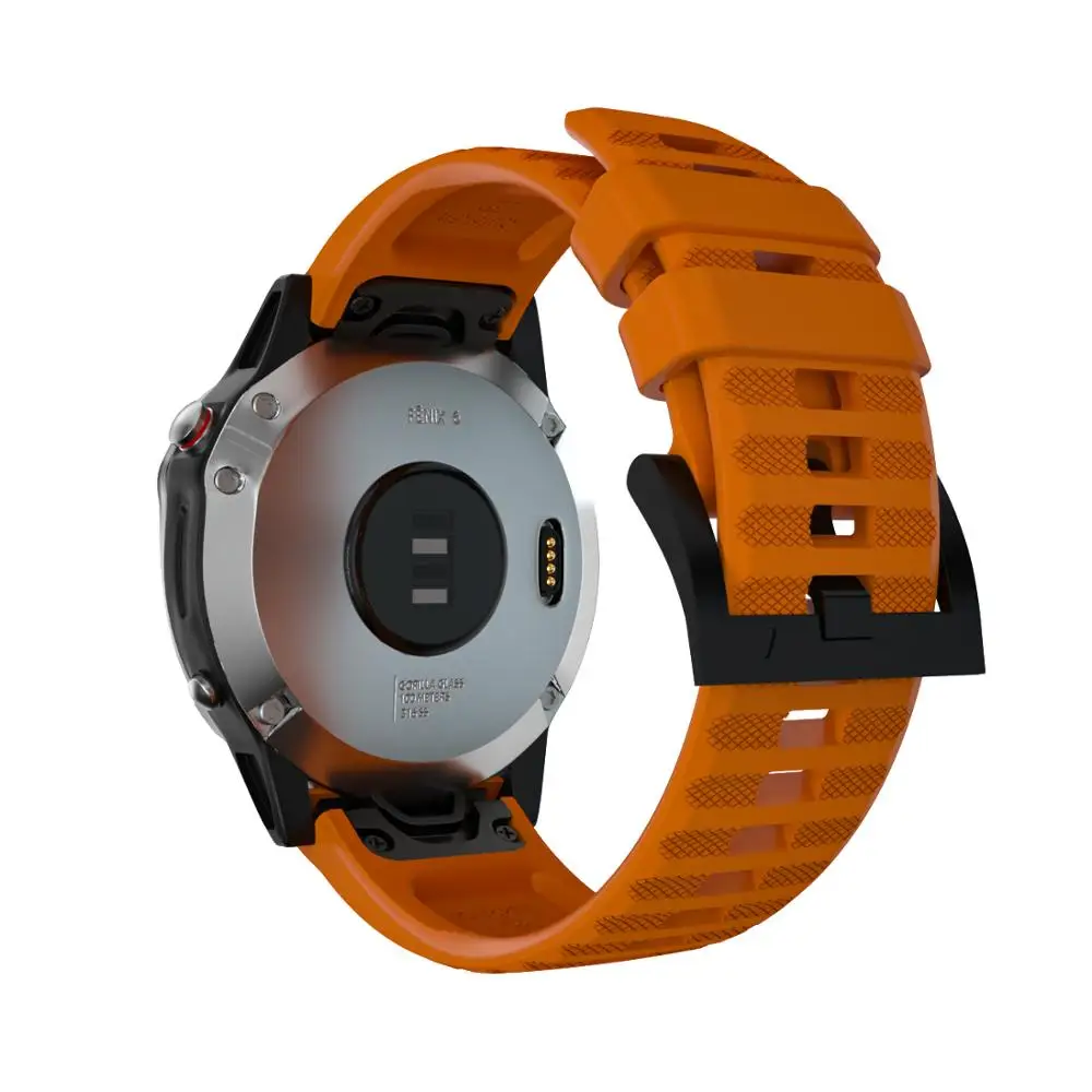 22 мм силиконовый ремешок для часов Ремешок для Garmin Fenix 6/6Pro/5/Forerunner 935 945 Смарт-часы браслет Спорт Correa для Instinct Band - Цвет: Orange