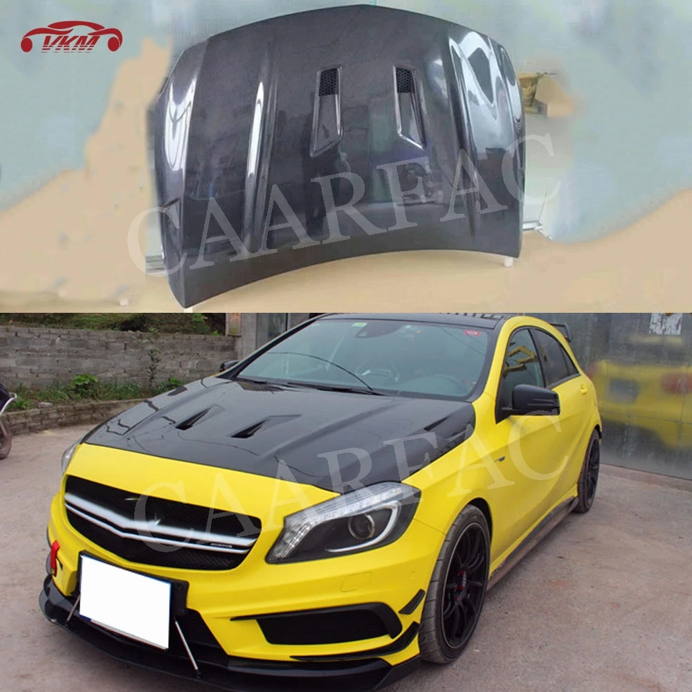 Класс карбоновое волокно передний бампер двигателя капоты крышки для Mercedes Benz W176